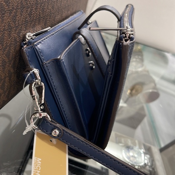 Michael Kors Jet Set Travel Large Double-Zip Wristlet-Wallet-PhoneHolder Admiral - Picture 2 of 16